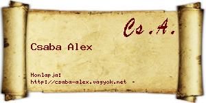 Csaba Alex névjegykártya